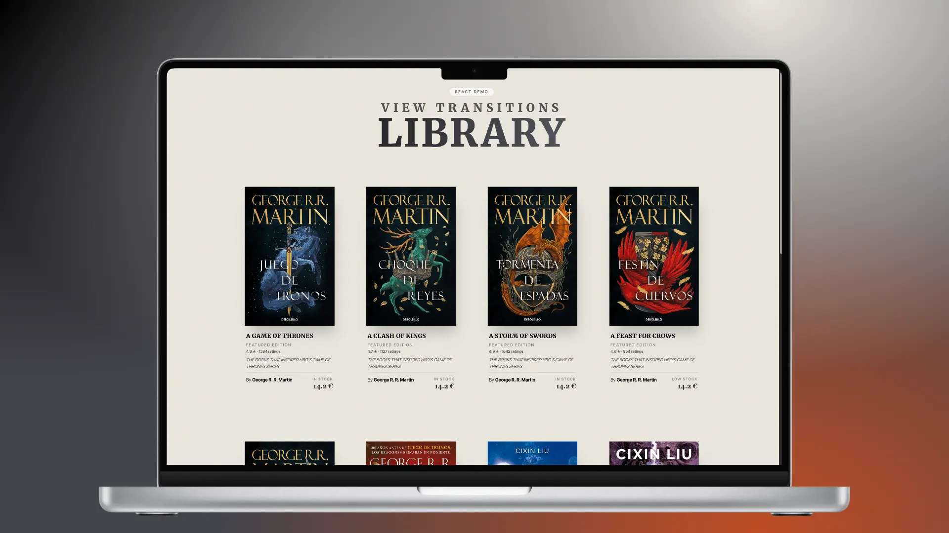 Bookshop View Transitions Demo
